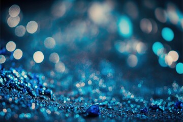 Shiny Blue Glitter In Abstract Defocused Background - Christmas And New Year Texture