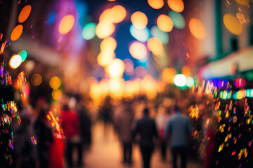 Fototapeta premium crowd of people at a colorful celebration in a big city, Generative AI