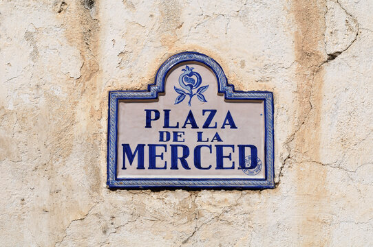 Sign on Wall, Plaza de la Merced, Malaga, Spain