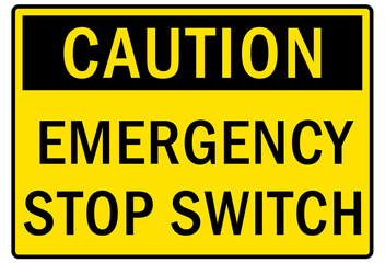 Obraz premium Electrical switch sign and labels emergency stop switch