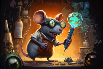 A crazy mad rat scientist and his insane experiments! - obrazy, fototapety, plakaty
