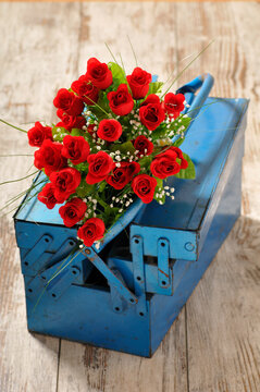 Bouquet of Roses and Toolbox