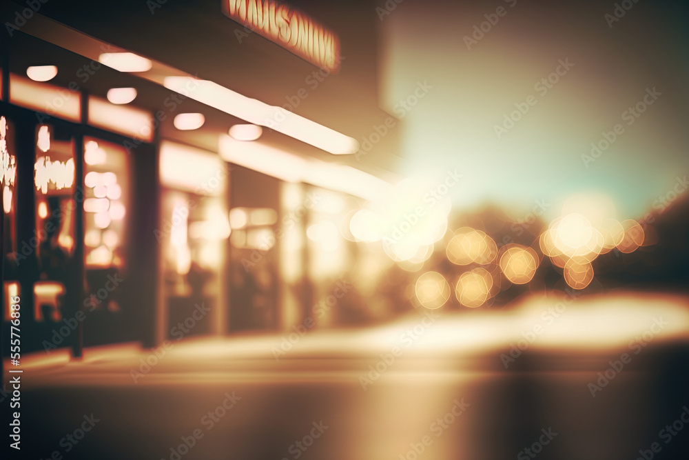 Canvas Prints background of a retail center in an abstract blur with light bokeh and flare. generative ai