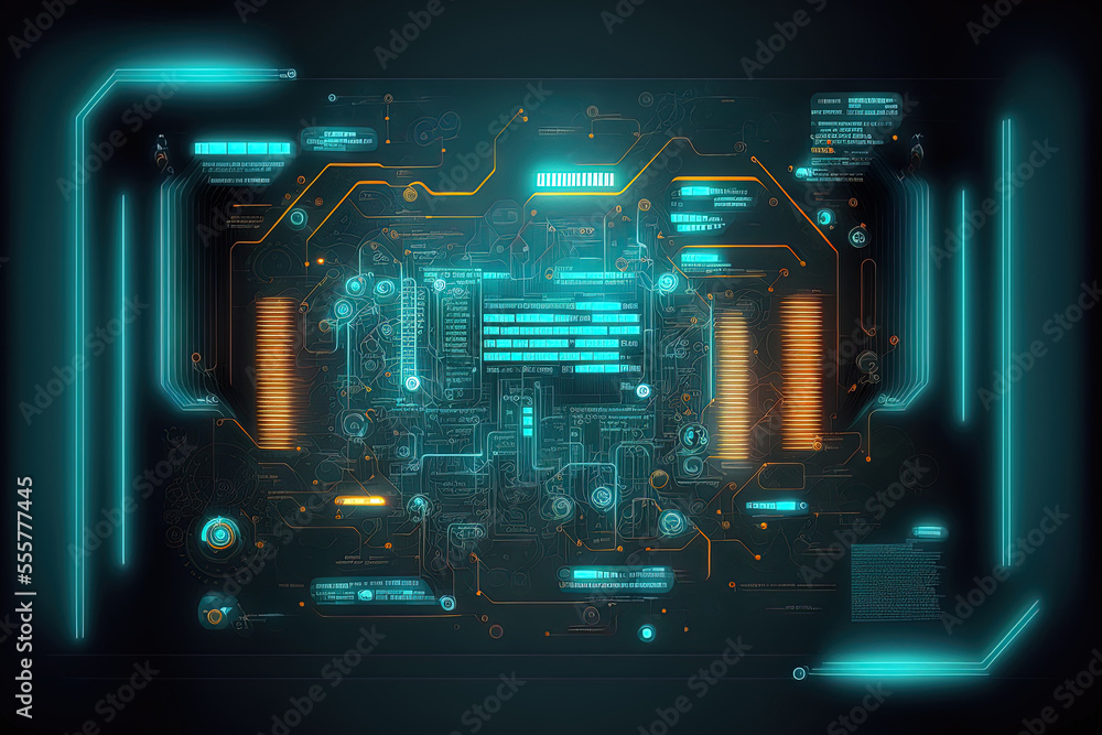 Poster background in abstract technology. background of futuristic circuits. abstract data center, server, 