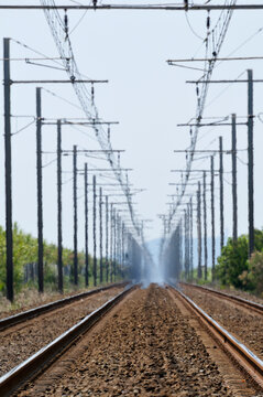 Train Tracks and Power Lines near Sete, France