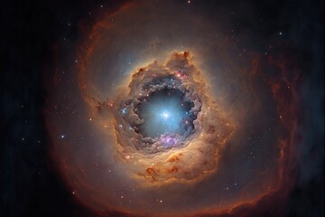 Fototapeta premium Space nebula, colorful space phenomenon with stars, bursts of energy, neon. AI