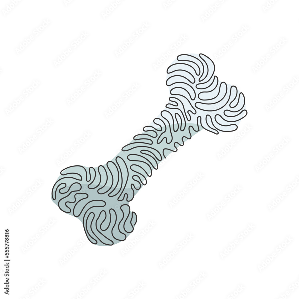 Poster single continuous line drawing dog bone icon in modern flat design isolated on white background, pet