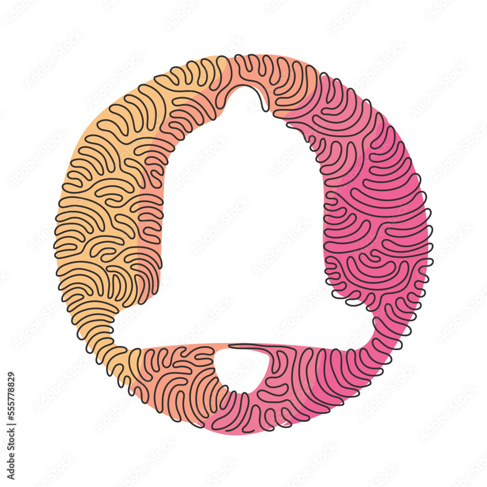 Poster single continuous line drawing bell icon isolated. notification symbol modern, icon for website desi