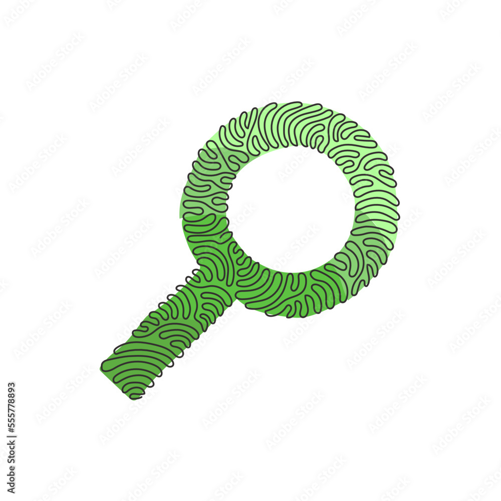 Poster continuous one line drawing magnifying glass or search icon. flat magnifier for use in web design, u