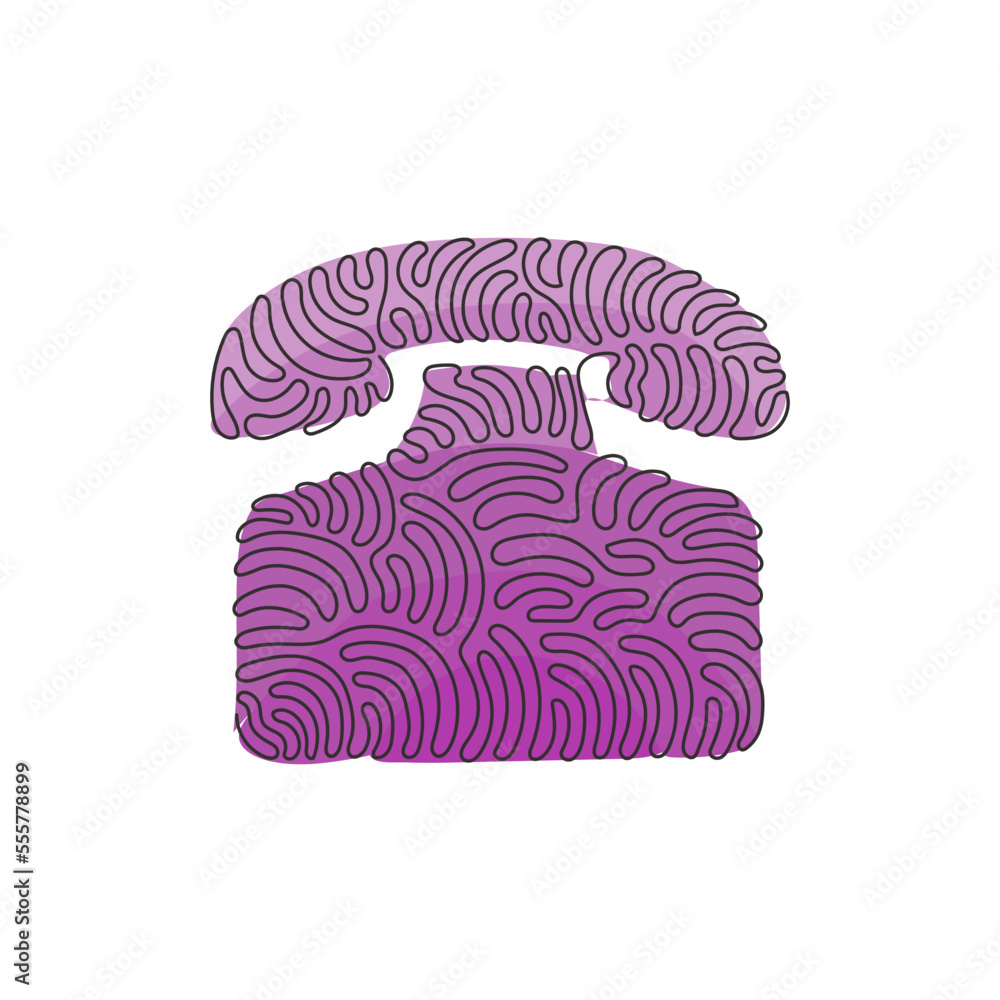 Poster single continuous line drawing phone flat icon. single high quality outline symbol for web design or