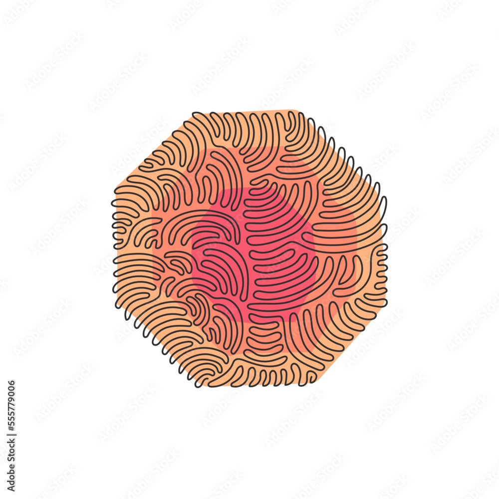 Poster single continuous line drawing hand drawn octagon, blank drawing frame isolated on white background,