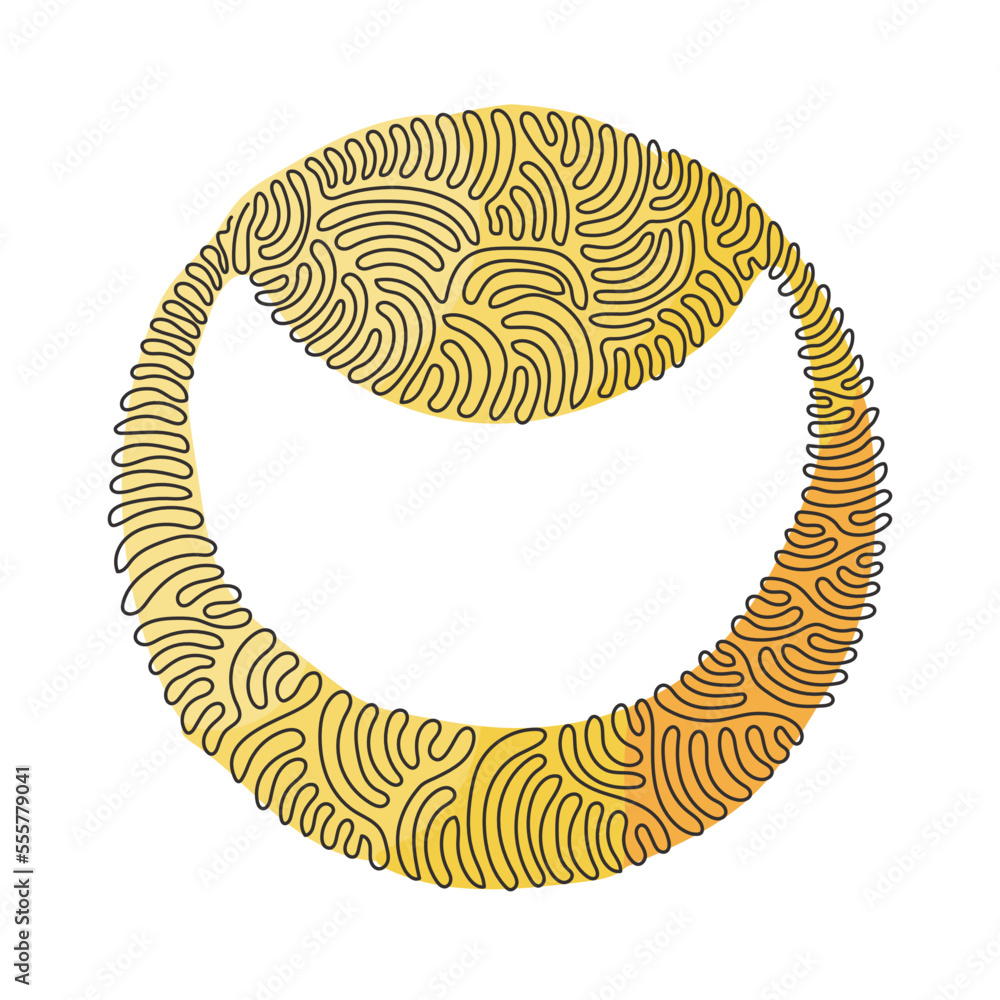 Poster continuous one line drawing flat design crescent badge icon. black geometric shape. tag or logo desi