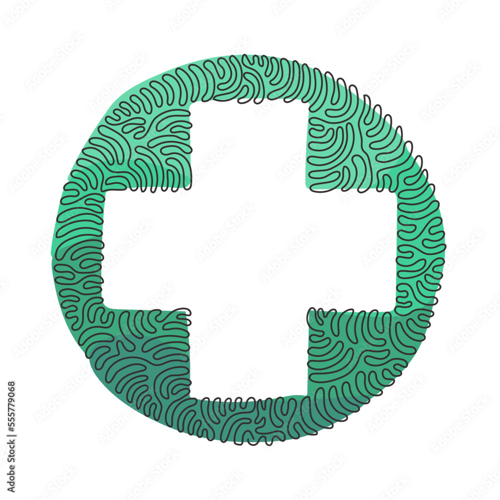 Poster continuous one line drawing flat design cross badge icon. black geometric shape. tag or logo. abstra