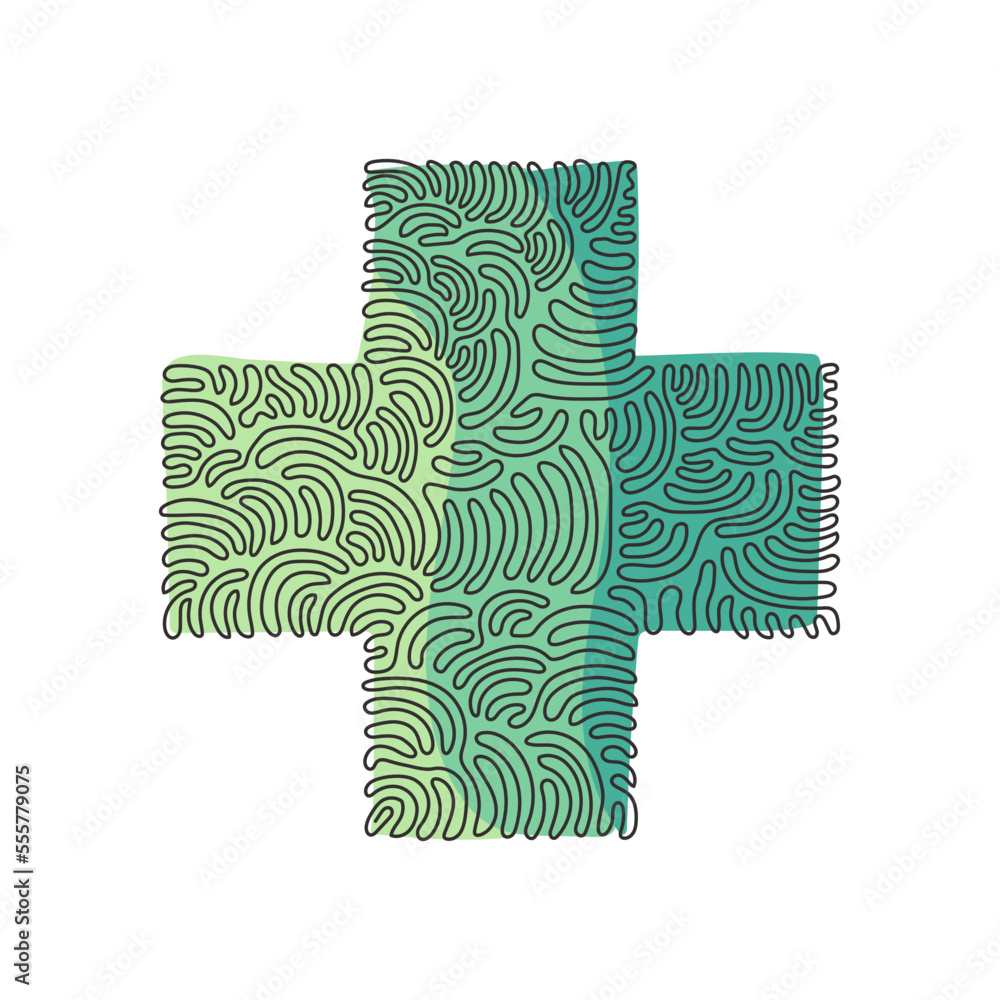 Aufkleber single one line drawing flat design cross badge icon. black geometric shape. tag or logo design. abs