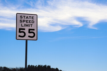 Speed Limit Sign - 55 mph - obrazy, fototapety, plakaty