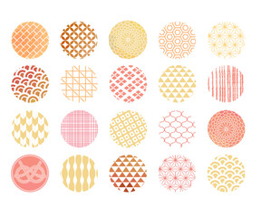 和柄パターンの丸見出しセット