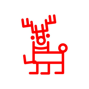 Cartoon deer marker style, red illustration. Christmas decoration, isolated. Png