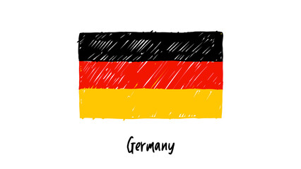 Germany National Country Flag Pencil Color Sketch Illustration