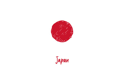 Fototapeta premium Japan National Country Flag Pencil Color Sketch Illustration