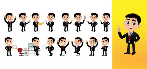 Set of business people with different poses