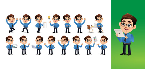 Obraz premium Set of business people with different poses