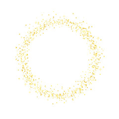 Obraz premium Golden round frame, sparkles. Shiny gold circle crumbs. Glitter dust isolated. Confetti. Png