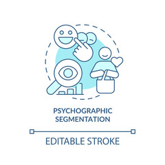 Psychographic segmentation blue concept icons set. Market segmentation type abstract idea thin line illustration. Isolated outline drawing. Editable stroke. Arial, Myriad Pro-Bold fonts used