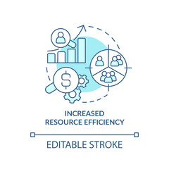 Increased resource efficiency blue concept icon. Market segmentation benefit abstract idea thin line illustration. Isolated outline drawing. Editable stroke. Arial, Myriad Pro-Bold fonts used