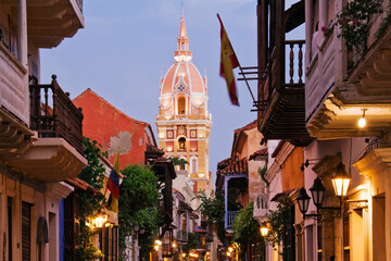 Cartagena's Cathedral and Street Scene, Cartagena, Colombia
