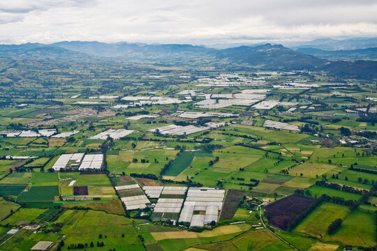 Aerial View of Greenhouses, Near Bogota, Colombia