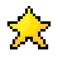 Fototapeta premium Cartoon pixel star. 8 bit game. Game win. Vector illustration. stock image.