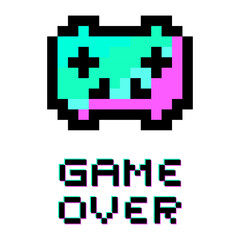 Obraz premium game over pixel joystick. Game pad. Computer gaming. Vector illustration. stock image.