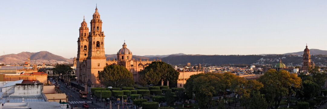 Avenida Madero and Morelia Cathedral, Morelia, Michoacan, Mexico