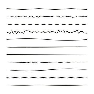 lines marker by hand. underline, emphasis set. Vector illustration. Stock image.