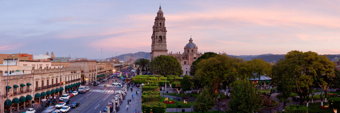 Avenida Mader and Plaza de Armas, Morelia, Michoacan, Mexico