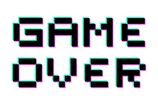 game over pixel. Computer gaming. 8 bit game. Vector illustration. stock image.
