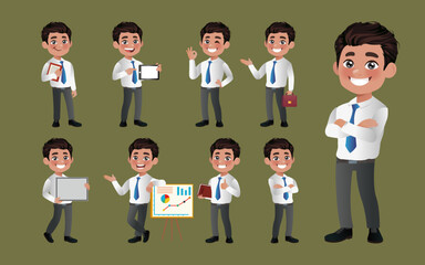 Set of business people with different poses