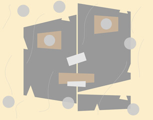 Minimalist geometric shape art vector. Single face and modern art design. abstract creative graphic design person