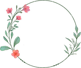 Flower wreath watercolor hand paint, Floral wreath with leaves frame, Cute hand drawn floral wreath watercolor clipart transparent png