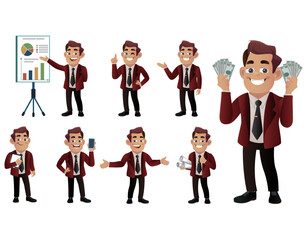 Set of business people with different poses