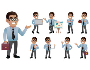 Set of business people with different poses