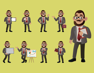 Set of business people with different poses