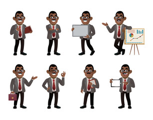 Set of business people with different poses