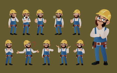 Set of worker with different emotion