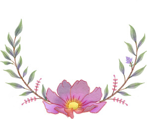 Hand drawn watercolor gentle floral wreath, Cute hand drawn floral wreath watercolor clipart