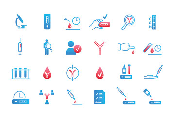 Set of antibodies. Medicine and health care, coronavirus and pandemic, cell research. Collection of graphic elements for website. Cartoon flat vector illustrations isolated on white background