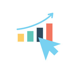 Multicolored graph icon. Financial literacy and passive income, company development and career growth. Poster or banner for website. Infographics and information. Cartoon flat vector illustration