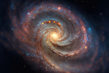 the Milky Way galaxy's nucleus in the cosmos, containing stars and space dust. Generative AI
