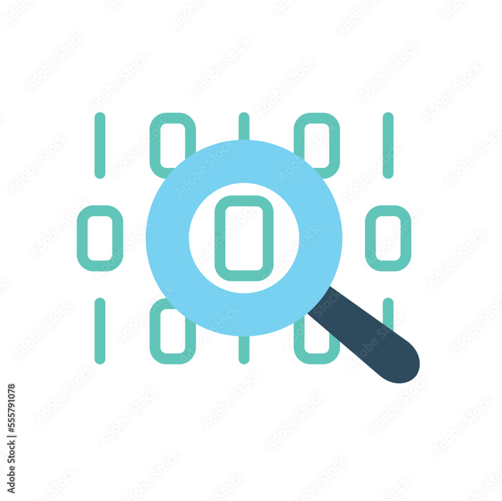Poster magnifying glass icon. working with information and statistics, data arrays. graphic element for web