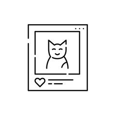 Cat picture on social media with likes. Pixel perfect, editable stroke icon